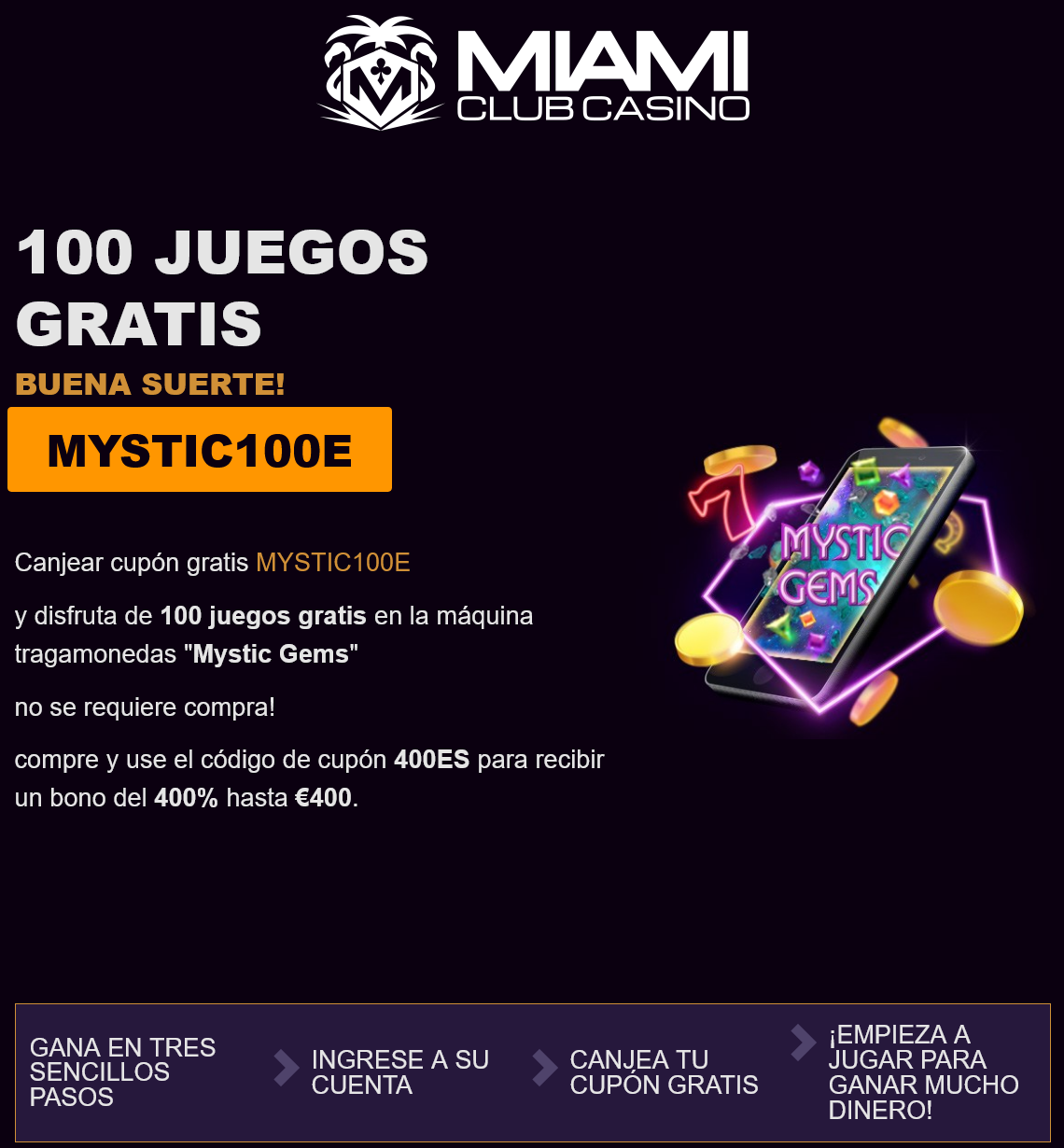 Miami Club
                                ES 100 Free Spins